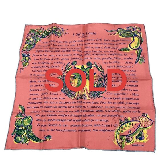 HERMES Petit Carre - Pink Green Multi Scarf 142-071325 - Picture 1 of 4